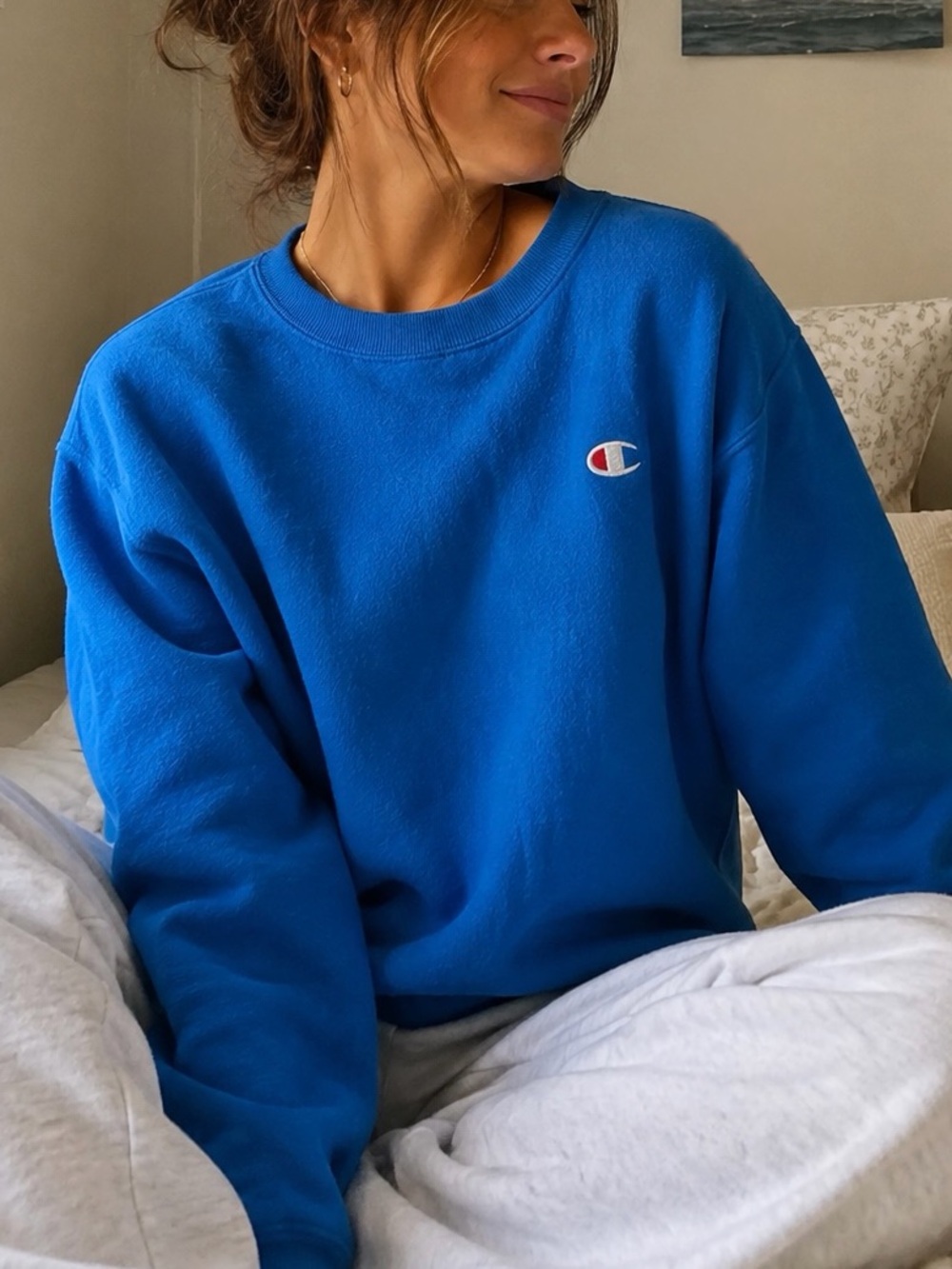Champion Bright Blue Classic Crewneck Sweatshirt